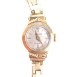 A 20thC ladies cocktail watch, in 9ct gold case, 1cm face, with fancy link strap, marked rolled gold