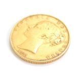 A Victorian gold full sovereign, 1845 shield back.