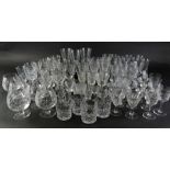 Various crystal drinking glasses, glass ware, whisky tumblers, brandy balloons, sherry glasses, etc.