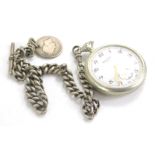 A silver Albert watch chain, with graduated links, and T bar end, 37cm long and a Sekonda silver pla