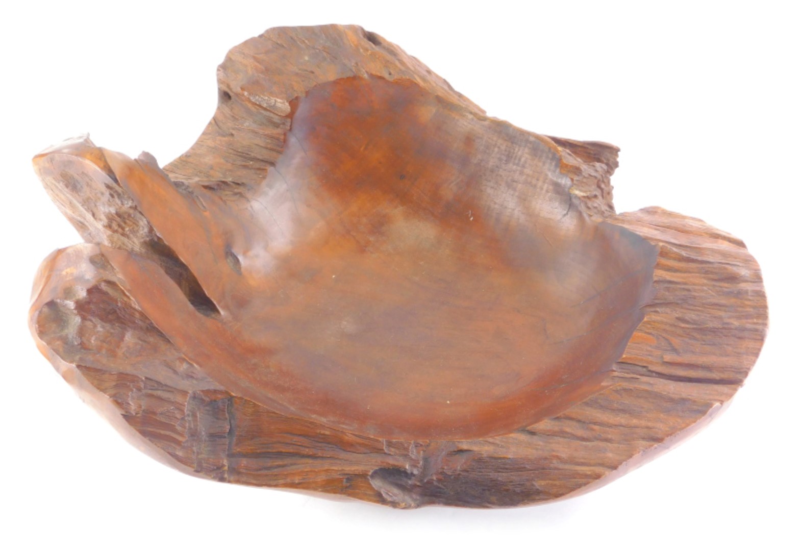 A large treen studio style dish, of shaped form, unsigned, 61cm wide.