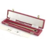 An Elizabeth II Georgian style meat skewer style paper knife, Sheffield 1973, in fitted case, 21cm l