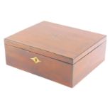 A 19thC mahogany jewellery box, of rectangular form with an inlaid star motif to the centre and a fi