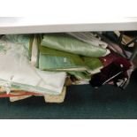 Various sheets, throws, bed throws, mainly comforters and bedspreads, etc. (contents under one table