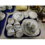 A floral pattern tea service, decorated with bluebells and cottage. (1 tray)