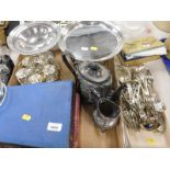 Silver plated ware, a cruet set, flat ware, cased cutlery, tazza, etc. (a quantity)