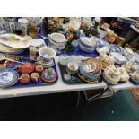 Various household china and effects, miniature part tea services, glassware, part blue and white ser