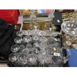 Crystal drinking glasses, decanters, etc. (1 box and other)