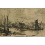 Francis Seymour Haden (1818-1910). Harry Kelly's Putney, drypoint etching, signed, titled to the mou