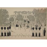 Vincent Haddelsey (1934-2010). Guards Parade, artist signed print, 29cm x 46cm.