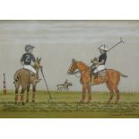 Vincent Haddelsey (1934-2010). Polo players, watercolour, 32cm x 45cm.