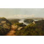 Edmund John Niemann (1813-1876). River landscape, oil on canvas, signed, 76cm x 126cm.