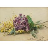 Madeleine Jeanne Lemaire (1845-1928). Floral study - violets, watercolour, signed, 17cm x 25cm