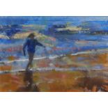 Francis Bowyer (b.1952). Figure on the beach, watercolour, signed and dated (19)97, 18cm x 25cm.