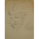 K.C. Best (20thC School). Portrait of a child quarter profile, marked Cuthbert Spencer, pencil, 30cm
