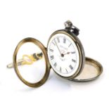 A Kendal and Dent silver lady's pocket watch, open faced, key wind, white enamel dial bearing Roman