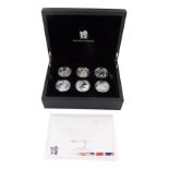 Royal Mint Celebration of Britain, The Mind Collection, six silver coins.