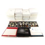 Royal Mint Proof coin sets, 21 years various.