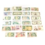 A group of British and Foreign bank notes, to include Scottish £10 note, Bank of Sterling £20 note,