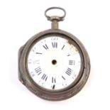 An 18thC silver pair cased pocket watch, the repeater movement signed Cabner, London with a white ce