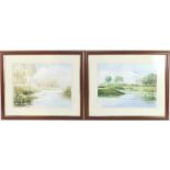 John Thompson (20thC School). Two watercolour lake scenes, 28cm x 39cm, framed and glazed.