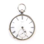 A Porthouse of London lady's pocket watch, open faced, key wind, white enamel dial bearing Roman num