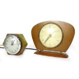 Two mantel timepieces, comprising a Smiths Setric walnut cased clock, 17cm high, and a Goblin Bakeli