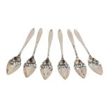 A set of six George V silver grapefruit spoons, Sheffield 1939, 4¼oz.