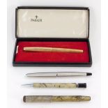 A group of Parker pens, comprising a Parker fountain pen, in a 12ct rolled gold case, an Mentimore s