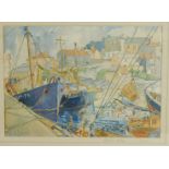 J Leonard (20thC School). Brixham Harbour, watercolour, signed and titled in pencil to margin, 23cm