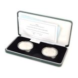 Royal Mint Queen's 75th Birthday Alderney & Guernsey silver two coin set, 182.