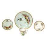 Royal Worcester tea wares, comprising a Royal Worcester coffee can and saucer, with gilt ribbed rim,