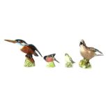 Four Beswick bird ornaments, comprising a large Bullfinch, No 2371, 12cm high, a Jay, No 2417, 13cm