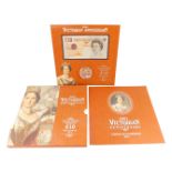 Royal Mint Victorian Anniversary Proof Crown and £10 bank note set 2001.