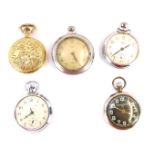 A group of pocket watches, comprising an Ingersoll Triumph, a shock proof M, two Smith's Empire, a p