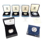 Six various commemorative silver proof £1 coins.