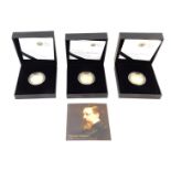 Three silver commemorative issue proof coins, to include Charles Dickens 200th Anniversary, etc.