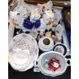 Household ceramics and effects, cat ornaments, rose bowls, trinket dishes, decorative shoes, etc. (1