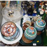 Household ceramics and effects, a pair of Chinese porcelain ginger jars and covers (AF) on stands, W