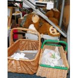 Household effects, two wicker baskets, umbrellas, Teddy bears, etc. (a quantity)