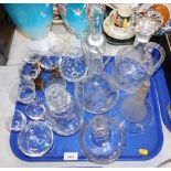Glassware, drinking glasses, decanters, etc. (1 tray)