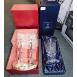 A Stuart Crystal cut glass goblet, boxed, and a further cut glass vase, in H Samuel box. (2)
