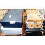 Various boxes and tins, a King Edward Imperial cigar case, Junior watch case, a black leatherette je