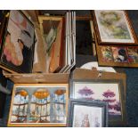 Pictures and prints, town scenes, clip framed photographs, etc. (1 box)