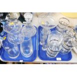 A quantity of decorative glassware, a graduated set of fluted glass vases, sundae dishes, etc. (2 t