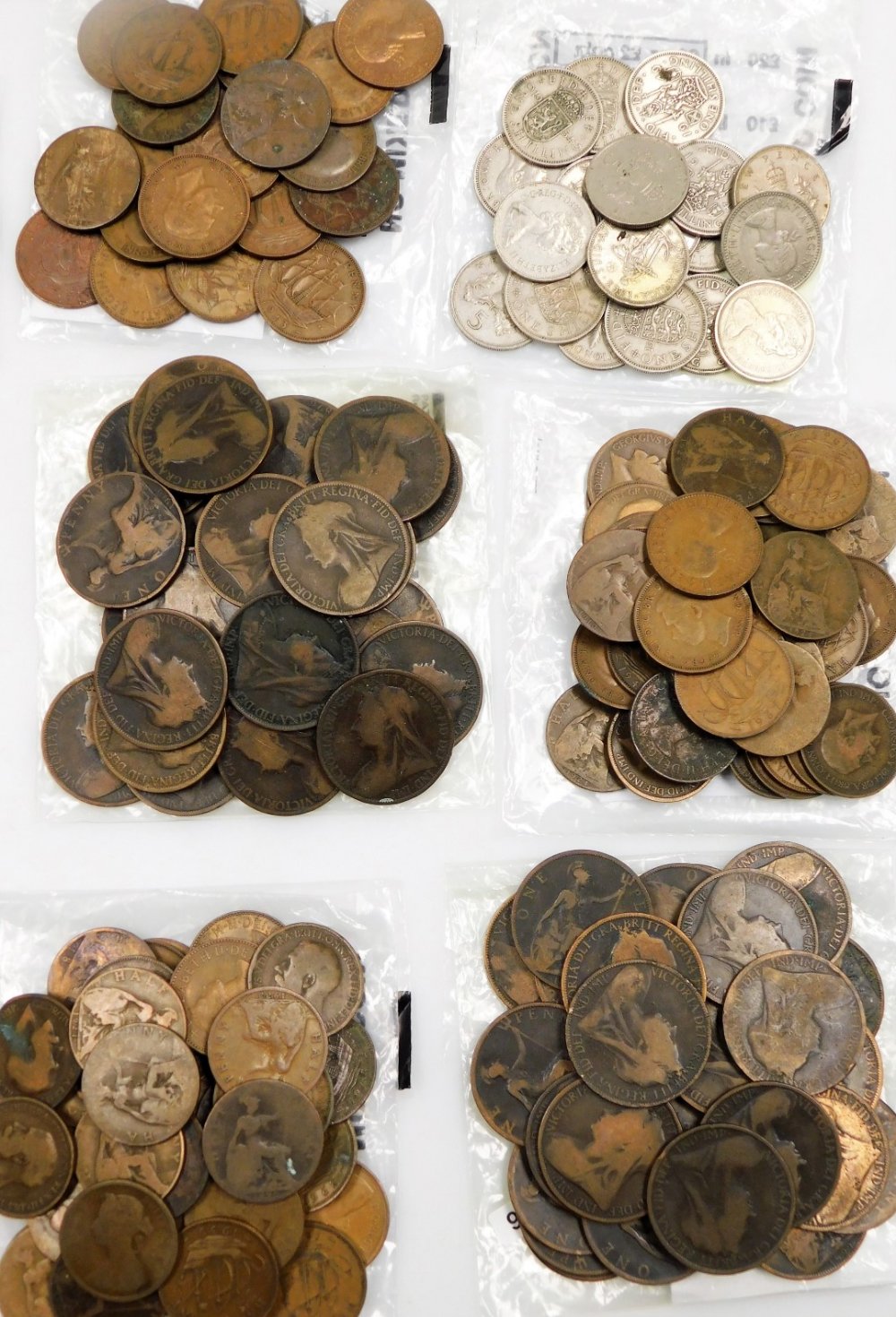 A quantity of British copper Victorian and later pennies, Elizabeth II shillings, half pennies, etc. - Image 2 of 3