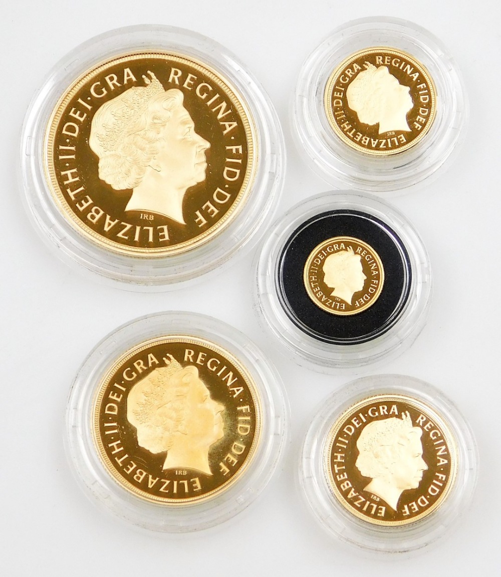 Two Elizabeth II 2015 gold sovereign five coin sets, to commemorate the fourth and fifth portrait co - Image 3 of 5