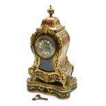 A late 19thC French boulle work mantel clock on stand, the clock with brass dial bearing Arabic and