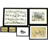 A group of 19thC and later equestrian and hunting related prints, to include after Leech, Epsom Race