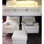 A quality cream leather four piece suite, comprising a three seater sofa, 200cm side, a pair of armc